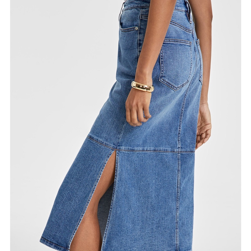 Macys on 34th Panel Denim Midi Skirt. Blue size 8 - Picture 3 of 12